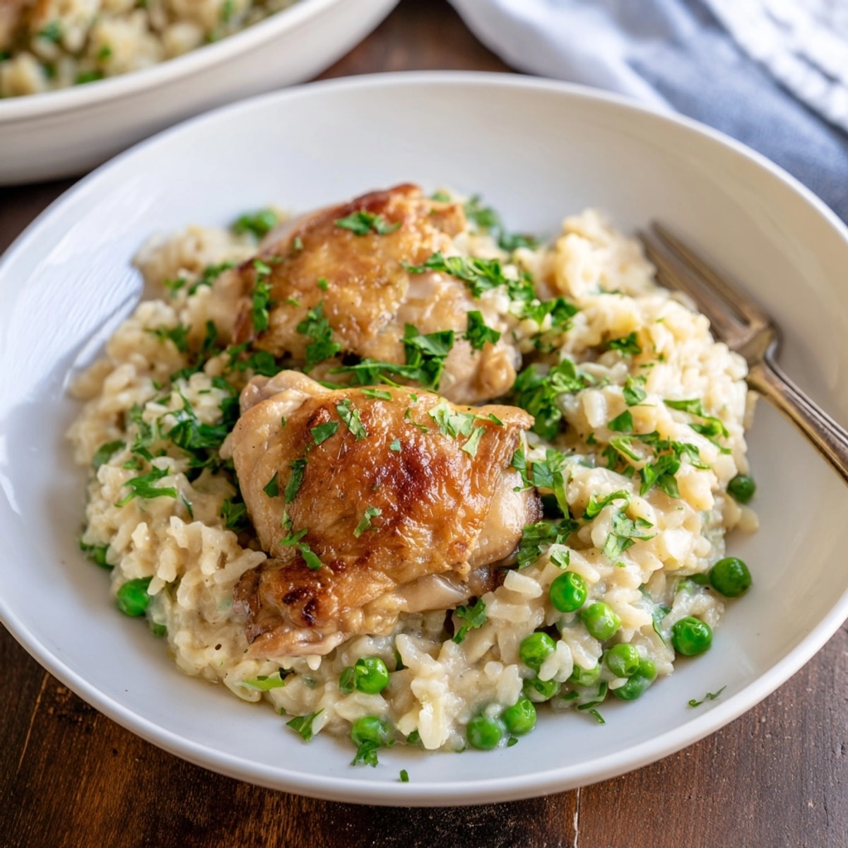 Creamy lemon chicken and rice in one pot, with golden chicken and zesty, aromatic sauce.