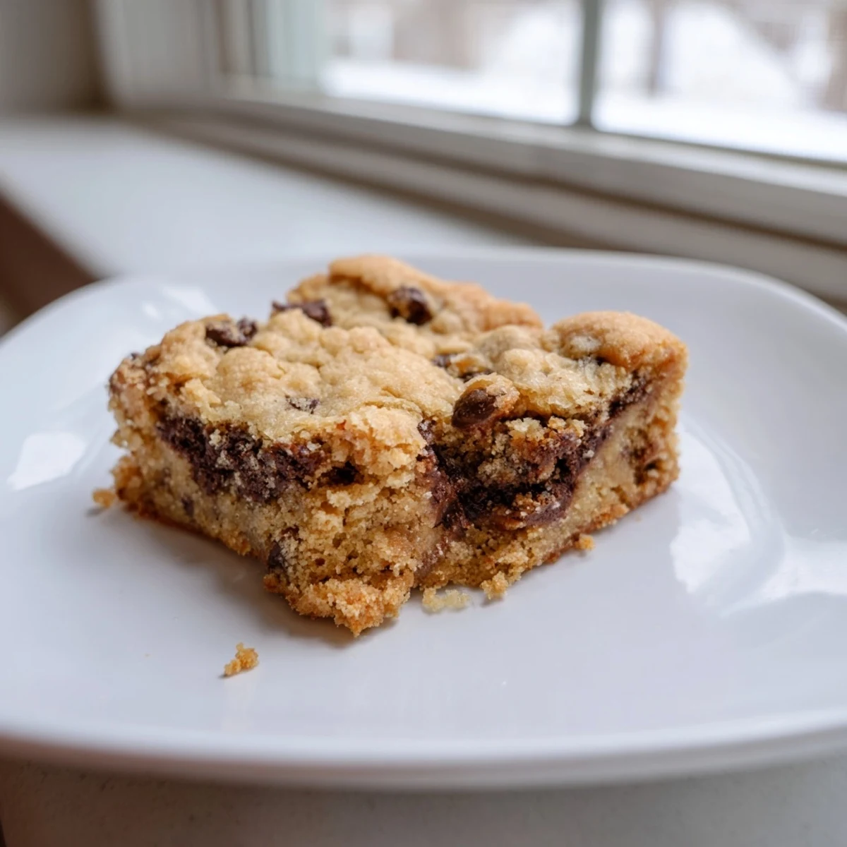 Freshly baked Ultimate Gooey Chocolate Chip Cookie Bars offer a delightful combination of soft, chewy texture.