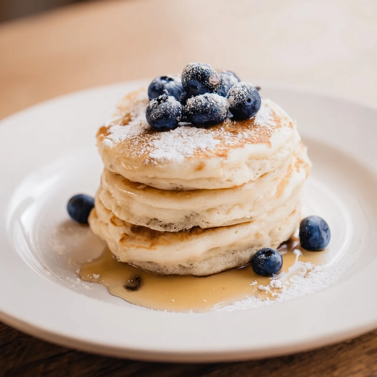 Fluffy and delicious ricotta pancakes, perfect for a weekend breakfast, served with fresh fruit.