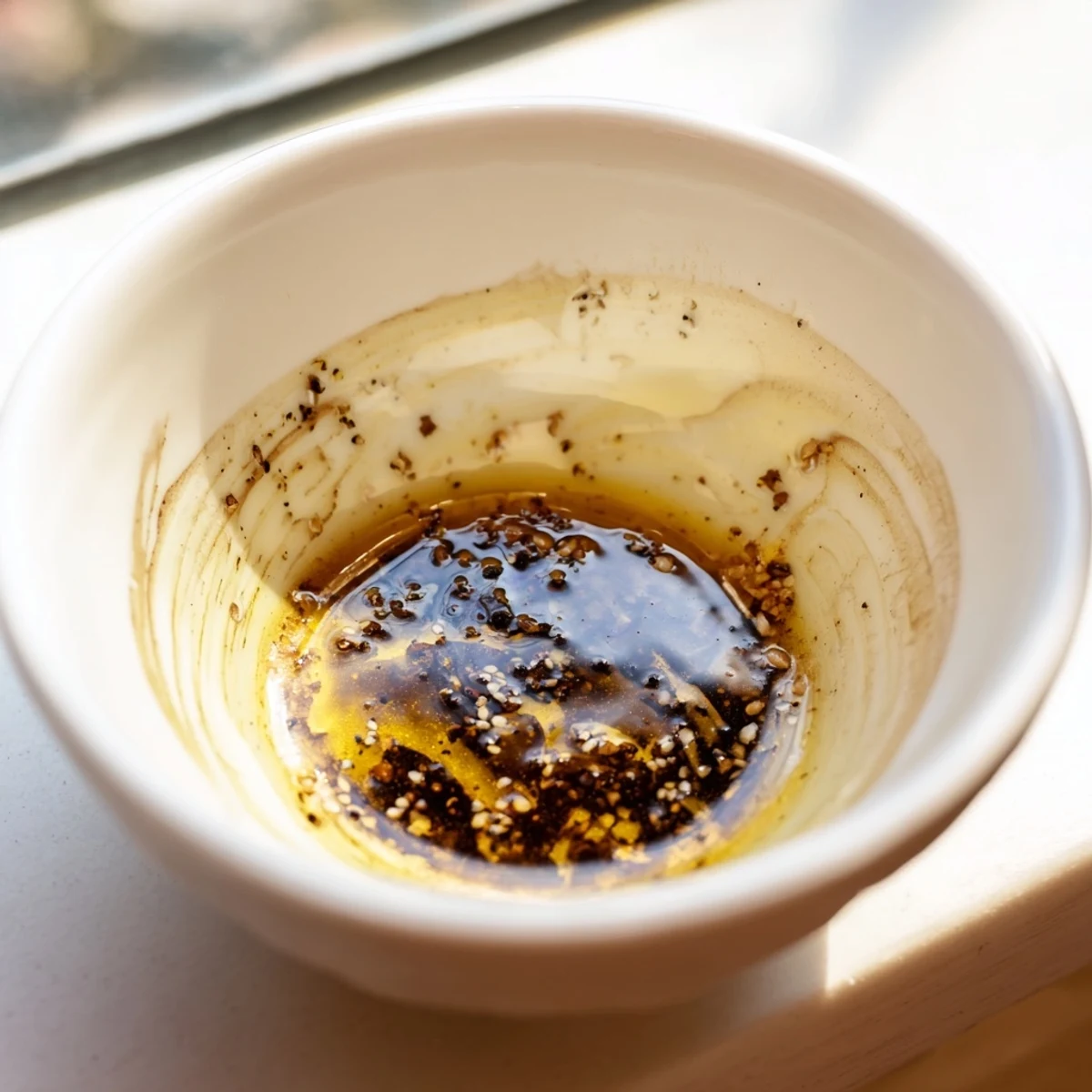 Simple Honey Vinaigrette salad dressing, glistening and golden, ready to be drizzled over a fresh salad.