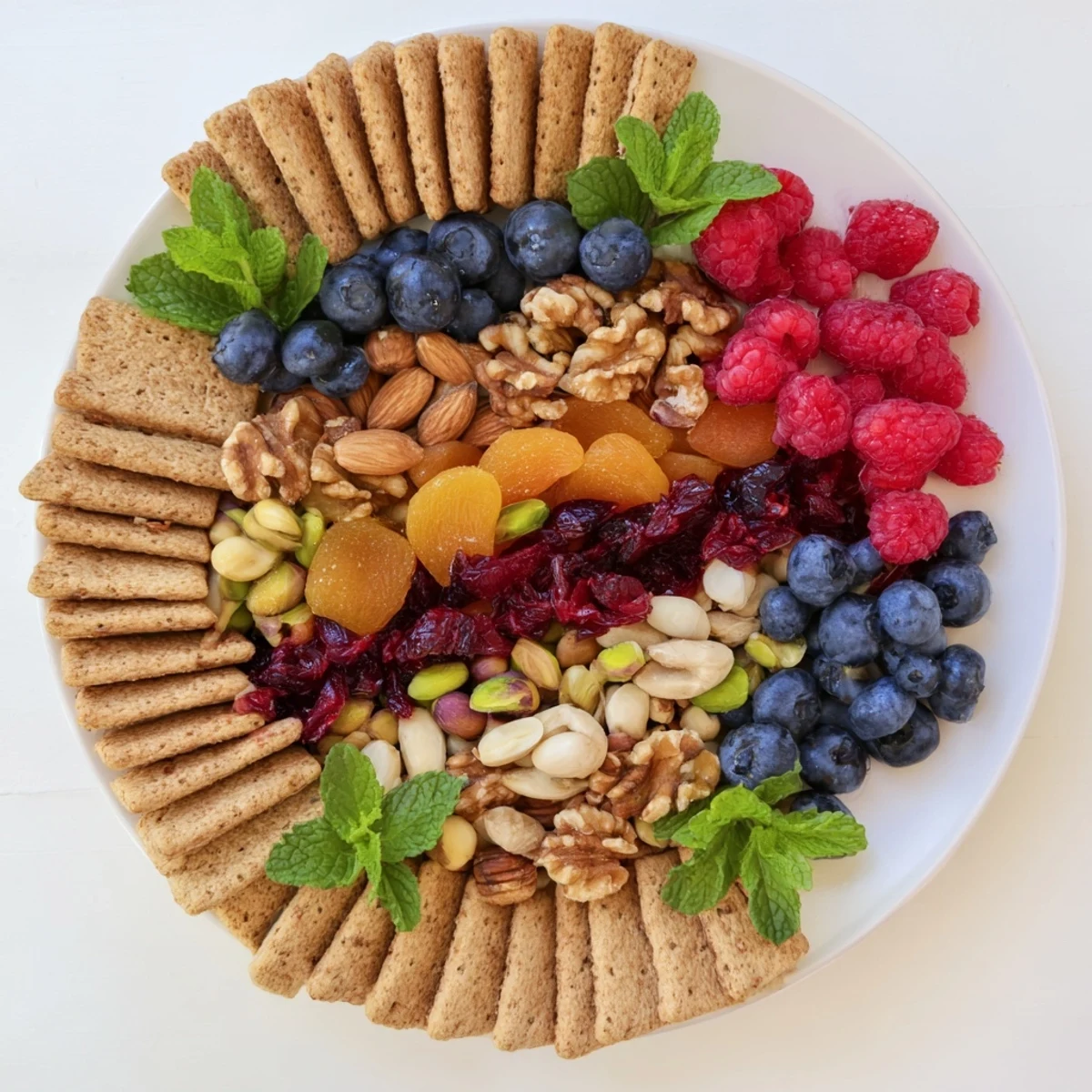 This delightful "Picket Fence" features a garden of fresh berries and nuts, ready to enjoy.