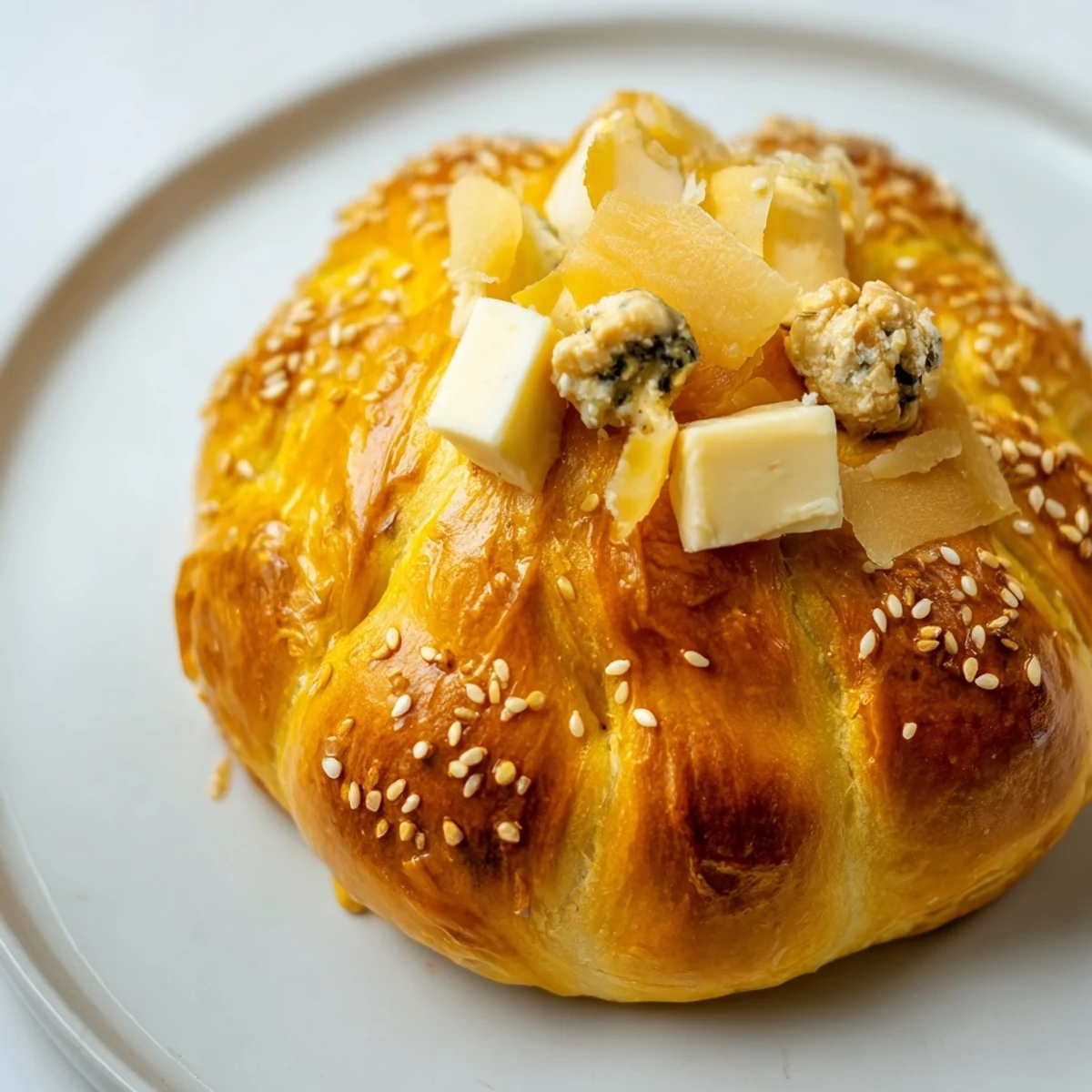 Golden, crispy breadsticks form the elegant dome of this Gilded Cage appetizer, stuffed with cheeses.