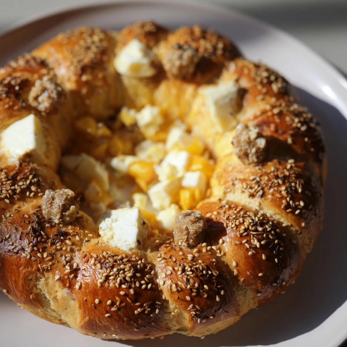 A beautifully arranged Gilded Cage appetizer, showcasing a variety of cheeses and tempting breadsticks ready to enjoy.