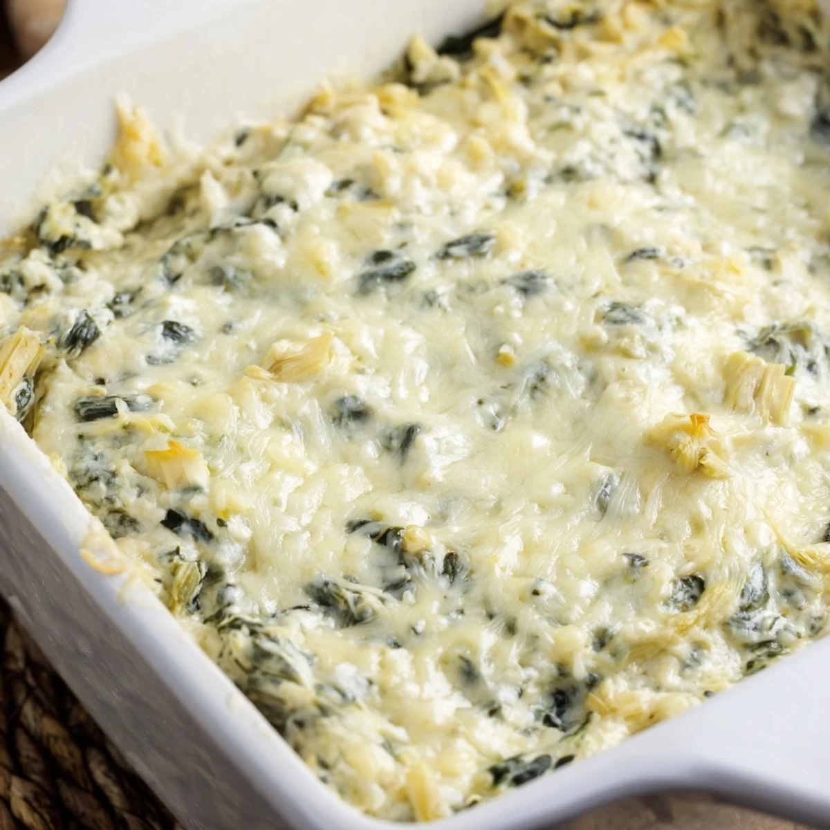 Golden brown and bubbly, this warm Spinach Artichoke Dip is perfect for dipping tortilla chips.