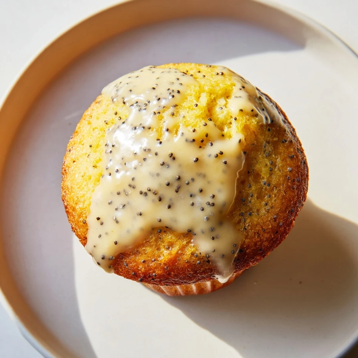 Fluffy Lemon Poppy Seed Muffins with a simple lemon glaze, perfect for a special breakfast treat.