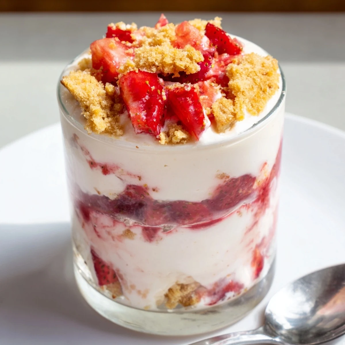 Get a glimpse of the delicious Strawberry Cheesecake Parfait, with whipped cheesecake and juicy strawberries.