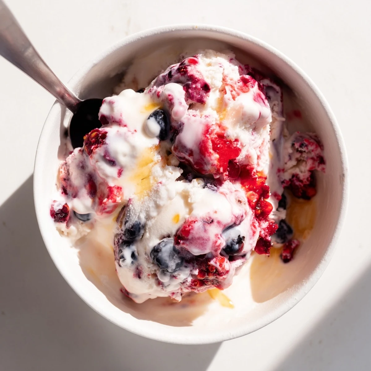 Scoops of delicious homemade Cottage Cheese Ice Cream, perfect for a healthy and satisfying dessert.