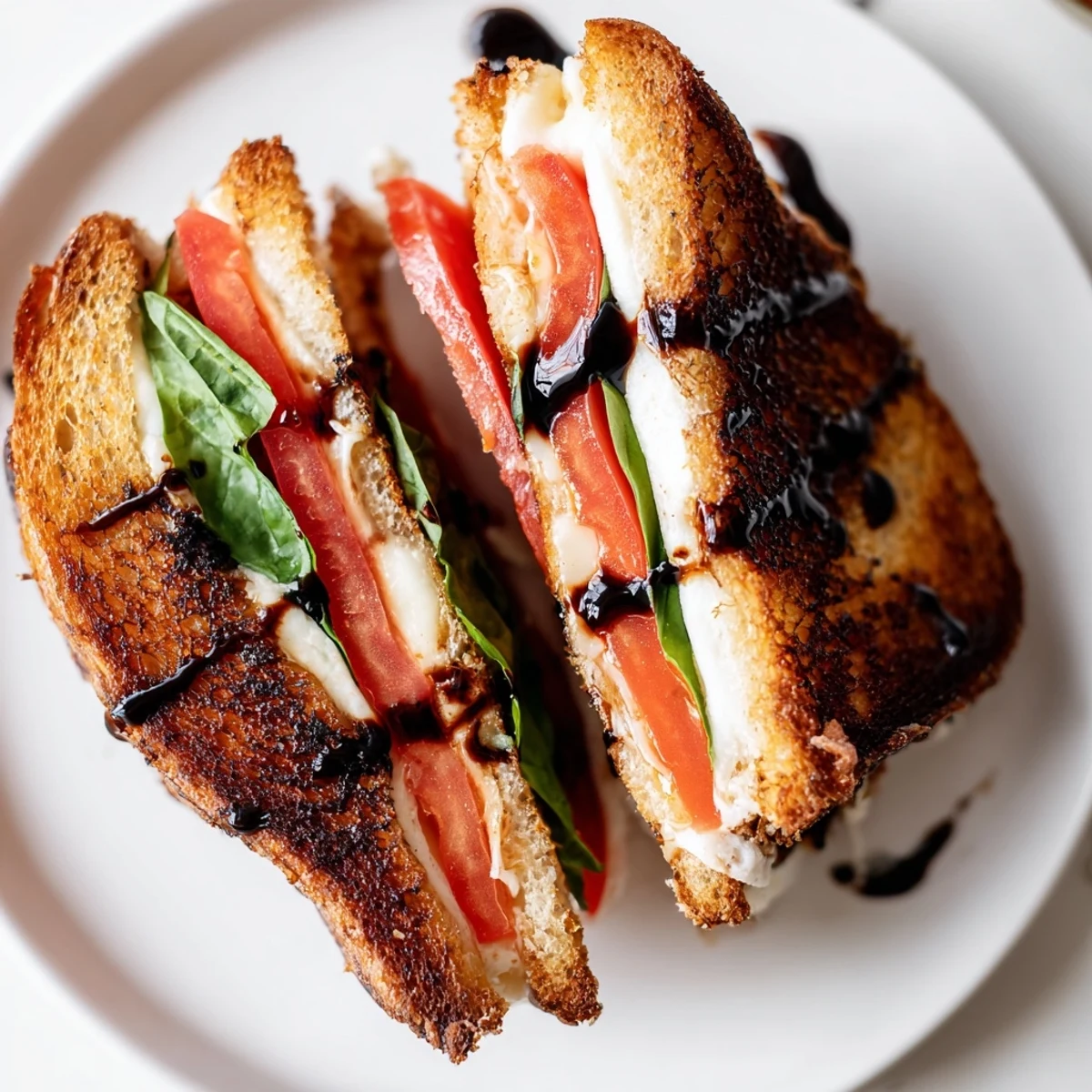Caprese Salad Grilled Cheese: a golden, crispy sandwich oozing melted mozzarella and ripe tomatoes.