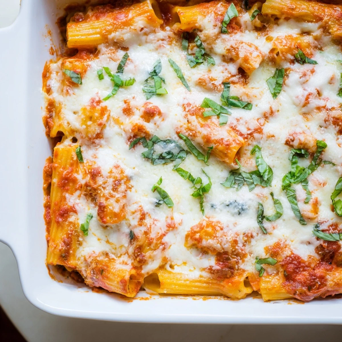 Golden, bubbly crust tops the irresistible Four Cheese Baked Pasta, ready for a comforting dinner.