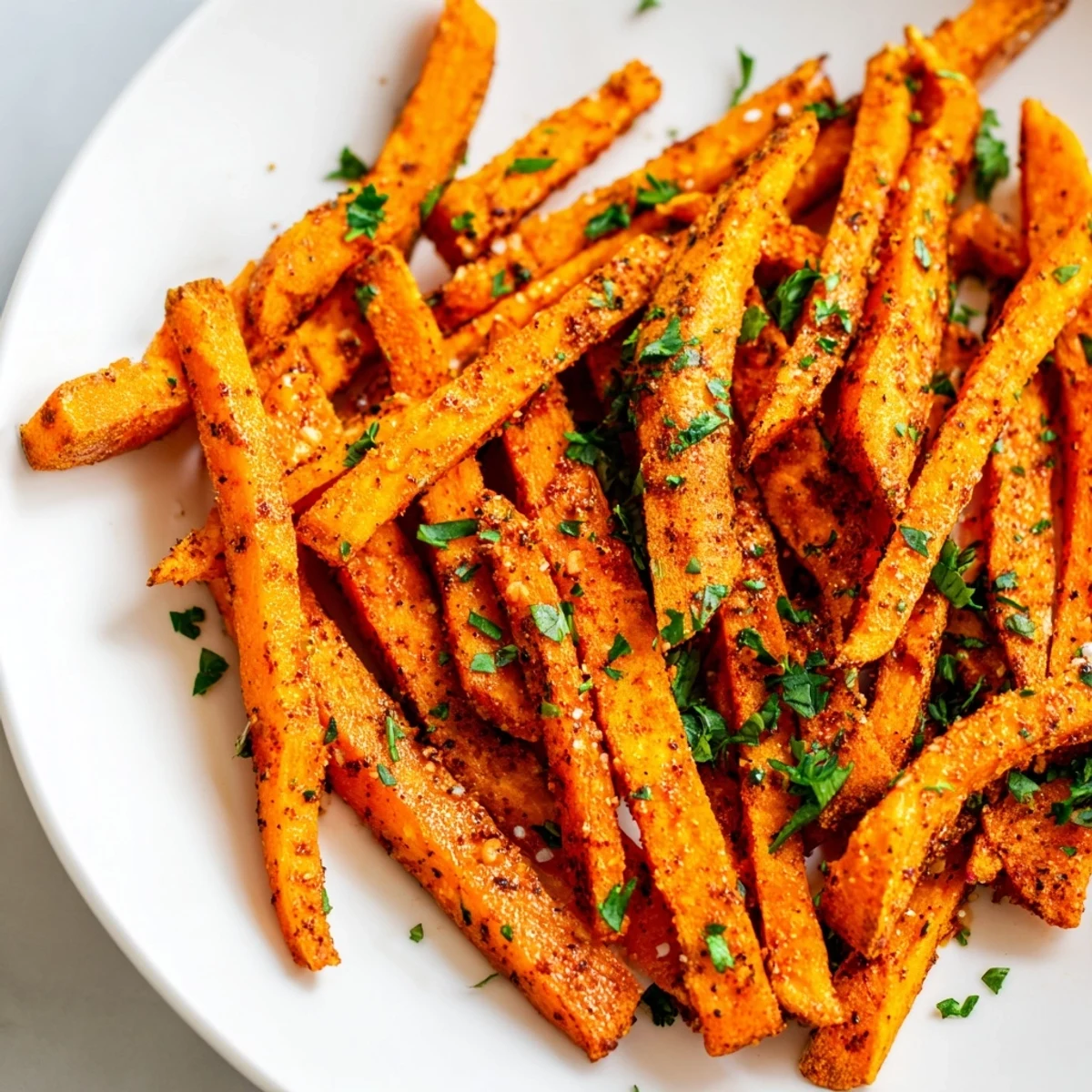 Golden, crispy Cajun Spiced Sweet Potato Fries, perfect side dish with flavorful, spicy seasoning.