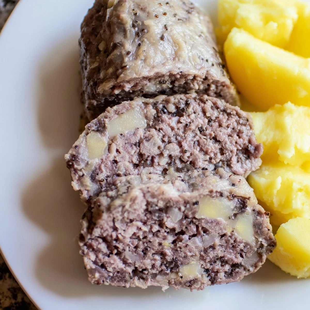 Savory Scottish haggis, steaming hot and ready, served with creamy mashed neeps and tatties.