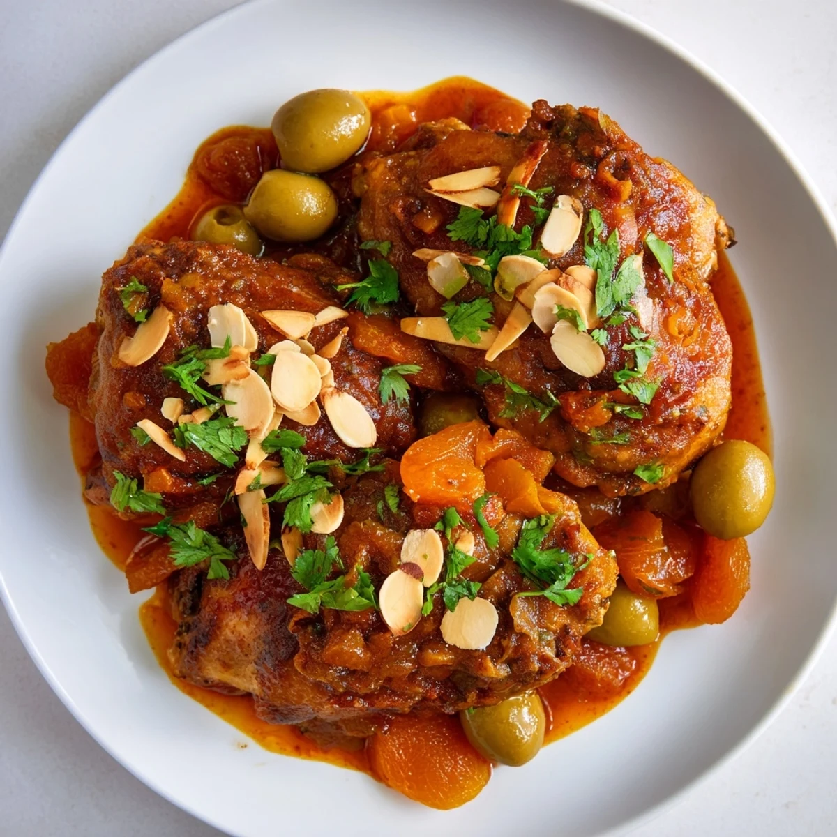 Steaming Moroccan Tagine Chicken, a hearty stew of chicken and spices, ready to serve with couscous.