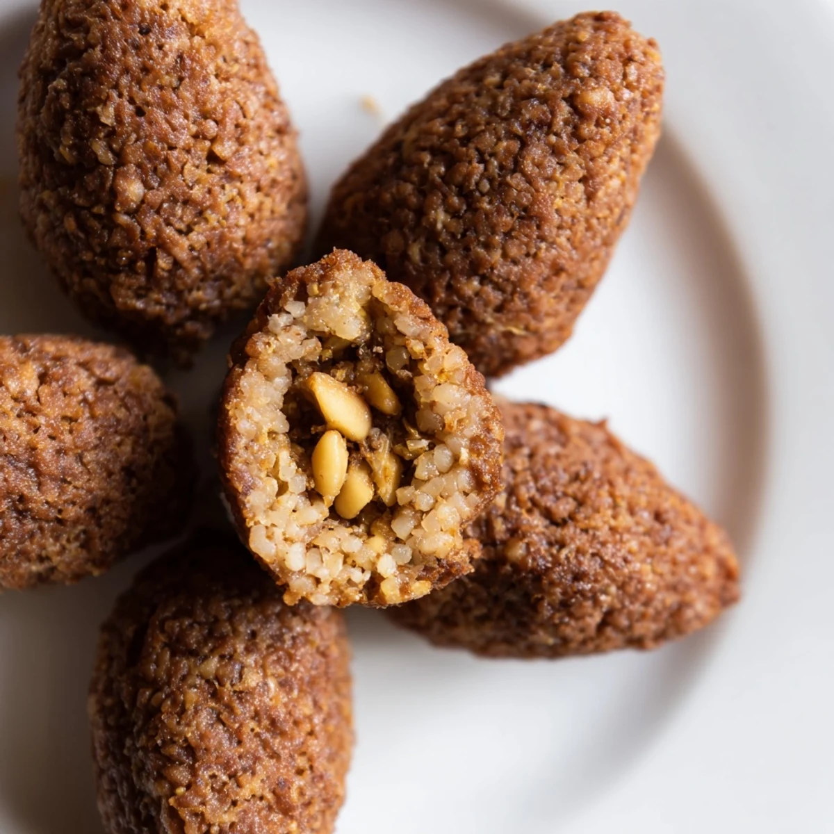 Close-up of baked Lebanese Kibbeh with a perfectly browned crust, ideal for a delicious appetizer.