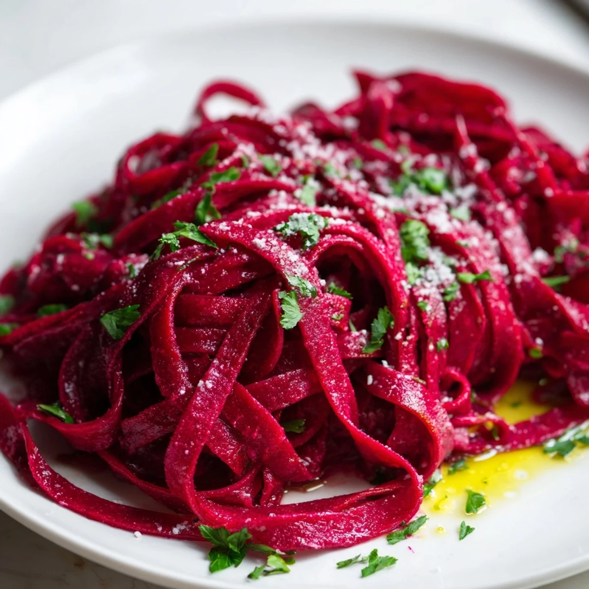 Rolling out homemade beet pasta dough with a pasta machine, showing the beautiful pink color and smooth texture.