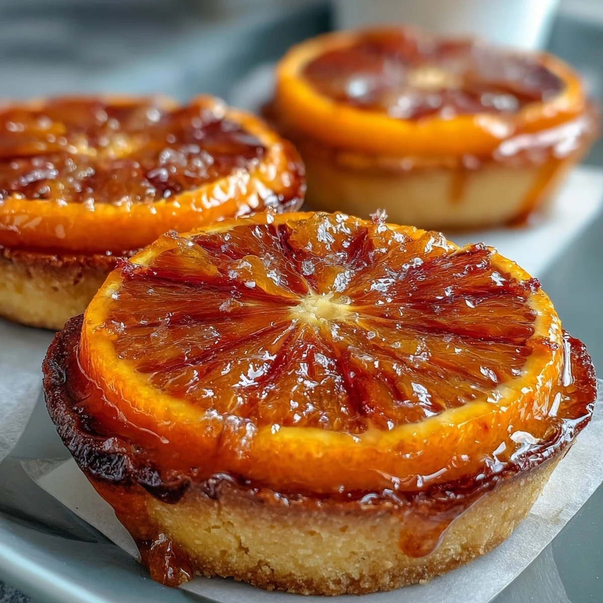 Glistening blood orange slices crown a silky vanilla custard in this elegant French-style Blood Orange Tarts dessert.  