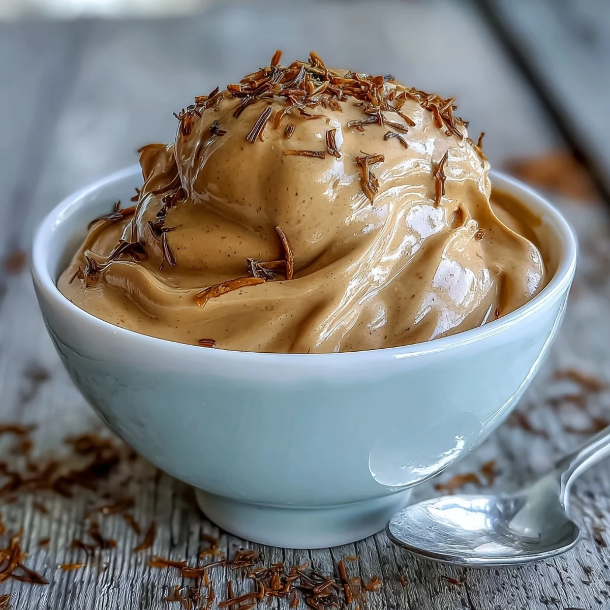 Silky hojicha pastry cream swirls in a glass bowl, showcasing the toasted Japanese tea color and aroma.