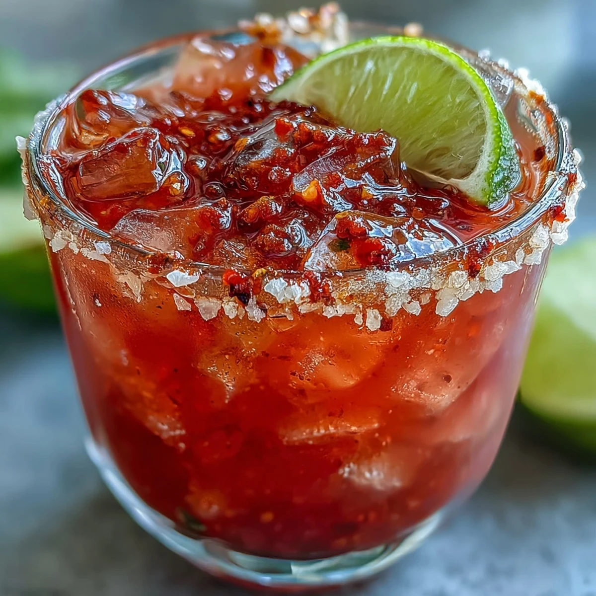 Two chilled Guava Margaritas sit on a napkin, garnished with lime, their sweet and tangy aroma evoking a sunny, festive gathering.