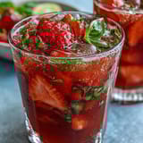 Strawberry Basil Sangria Mocktail