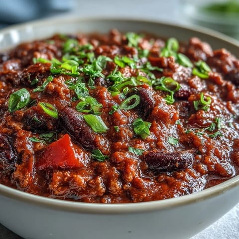 A close-up of steaming Slow Cooker Chili in a rustic bowl, topped with shredded cheese, sour cream, and fresh cilantro.