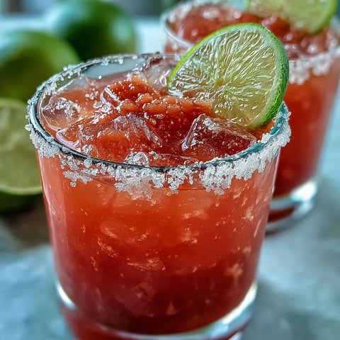 Best Guava Margarita in a salted glass with fresh guava slices and lime wheels, glistening with condensation beside a bowl of guava juice.