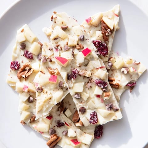 Creamy Greek yogurt transformed into a refreshing Apple Cinnamon Yogurt Bark, ready to eat!