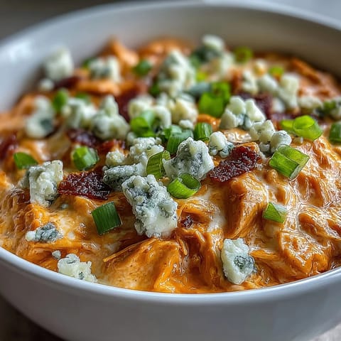 Hearty Crock Pot Buffalo Chicken Dip Soup simmers in a slow cooker with shredded chicken and rich cream cheese.
