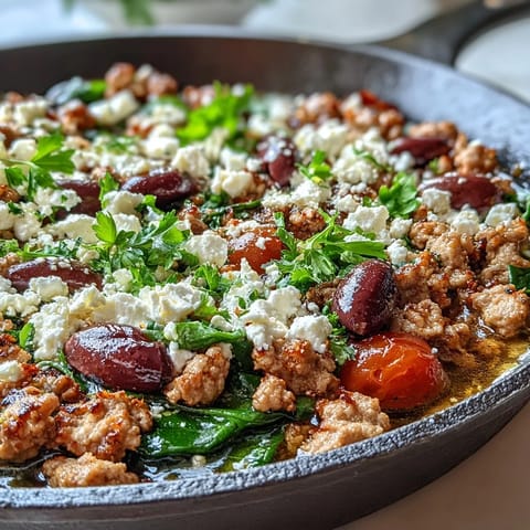 Mediterranean Keto Ground Chicken Skillet