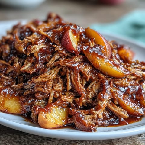 Juicy pulled pork slow-cooked with honey and peaches, served in soft buns with tangy BBQ sauce.
