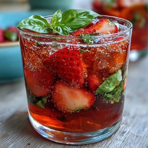 Refreshing strawberry basil sangria mocktail with juicy citrus slices and aromatic herbs in a clear pitcher.