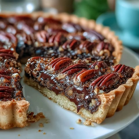 Kentucky Chocolate Bourbon Pecan Tart