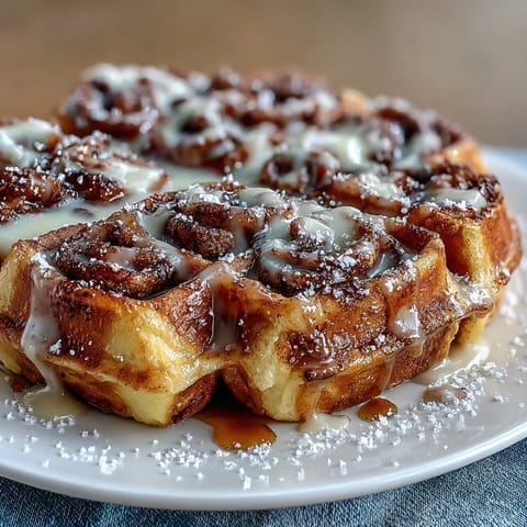 Cinnamon Roll Waffles with Glaze