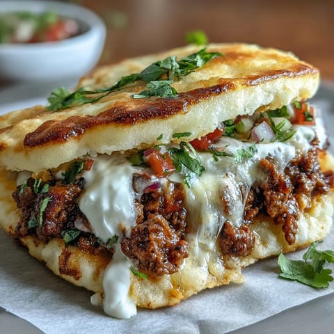 Fluffy cloud bread tacos filled with savory taco meat and zesty pico de gallo for a gluten-free twist.  