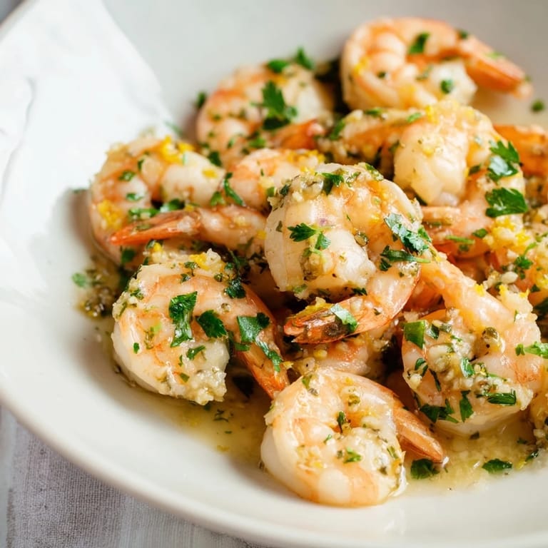 Sizzling skillet full of 15-Minute Garlic Shrimp Scampi, the perfect quick weeknight Italian-American meal.
