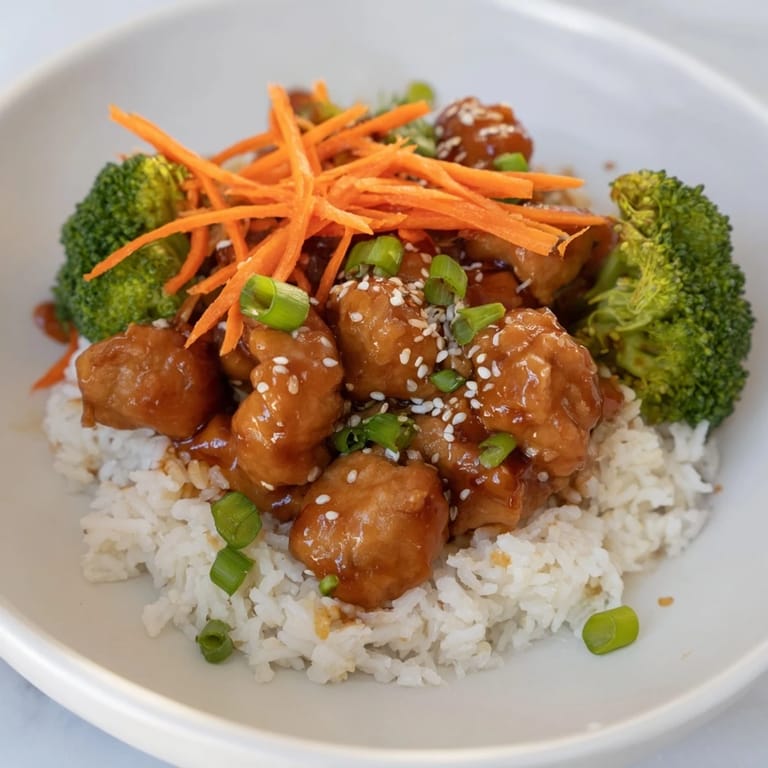 Savory and sweet 20-minute chicken teriyaki bowls topped with sesame seeds and spring onions, ready to eat.