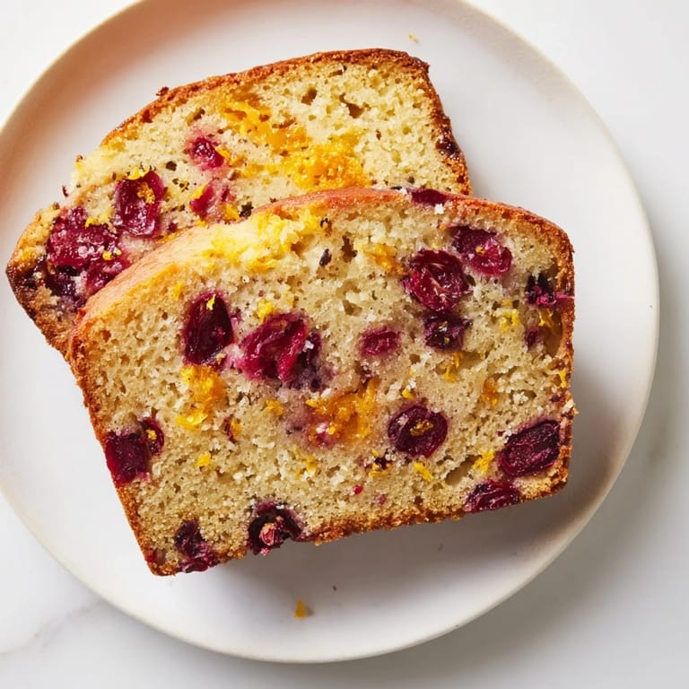 Warm, homemade Seasonal Cranberry and Orange Bread, with a tender crumb and inviting orange aroma.