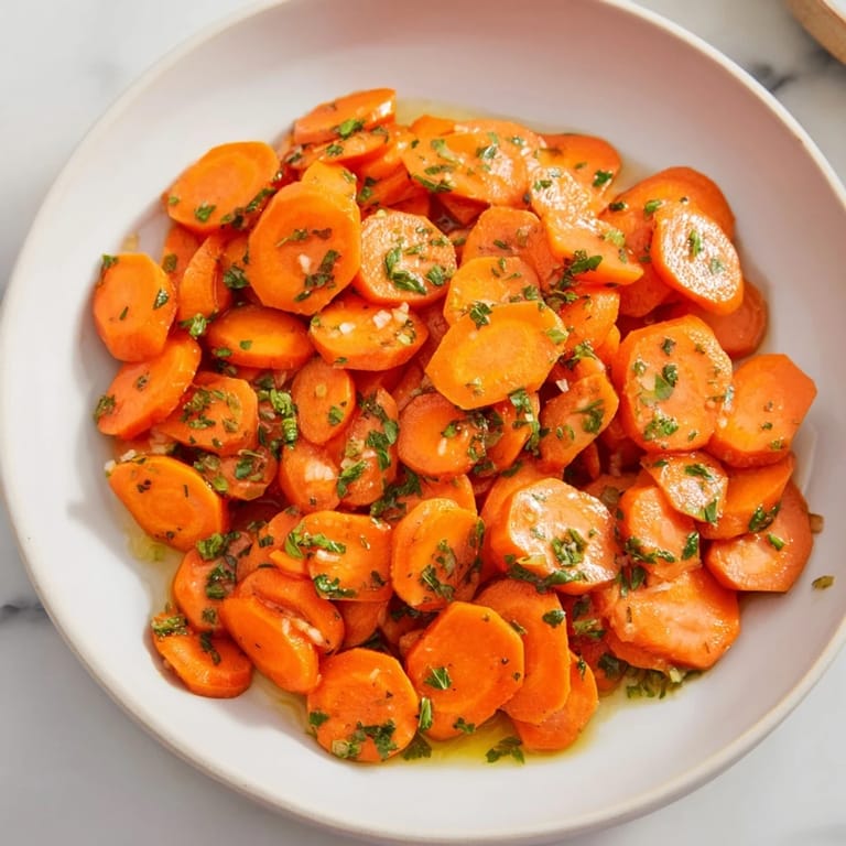 Vibrant image of honey-glazed carrots glistening with a sweet, buttery glaze, perfect side.
