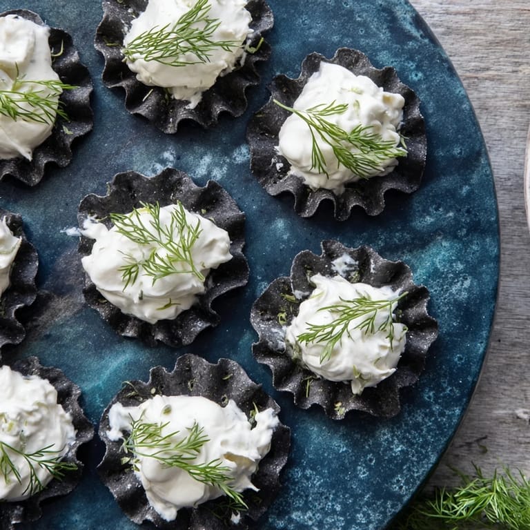 Enjoy the unique look of The Stormy Sea: a visually enticing appetizer with smooth goat cheese on slate.