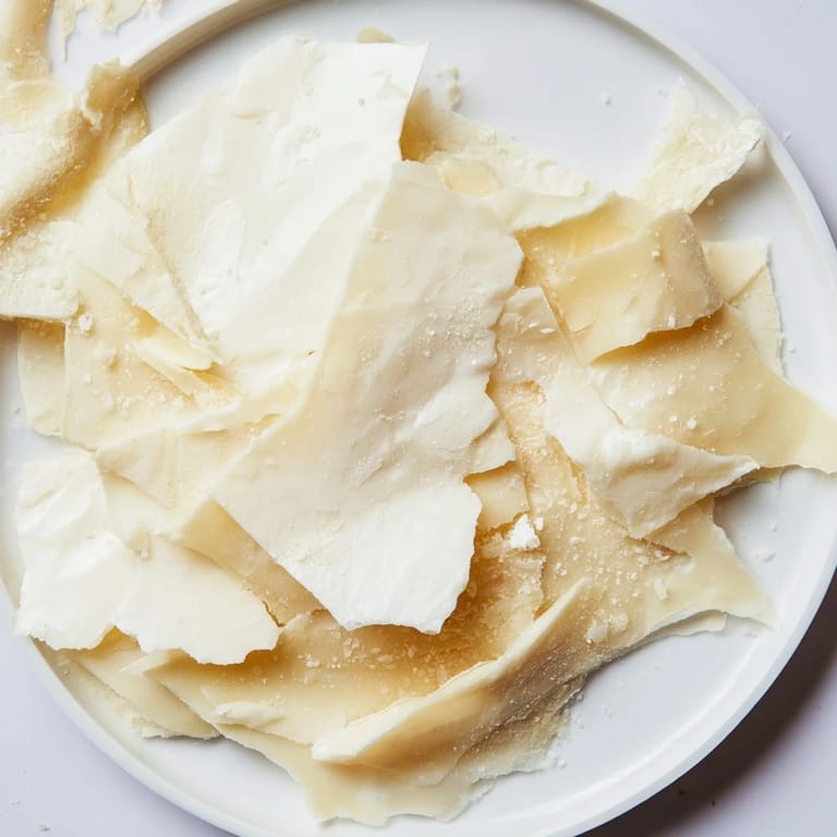 Imagine the Arctic Tundra: a minimalist dessert with white chocolate and parmesan, ready to impress.