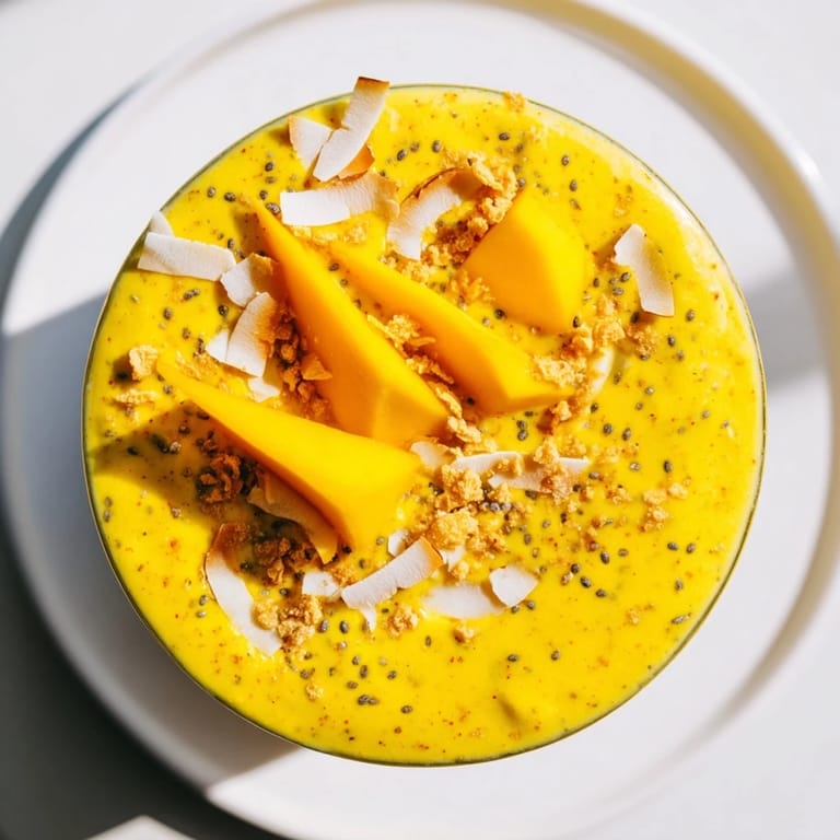 Refreshing and vibrant Mango Turmeric Smoothie, a vegan treat bursting with tropical flavors and spices.