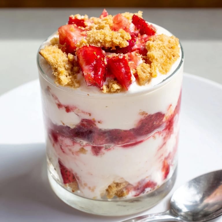 Get a glimpse of the delicious Strawberry Cheesecake Parfait, with whipped cheesecake and juicy strawberries.