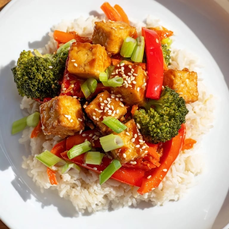 Steaming-hot Honey Garlic Tofu Bowls offer a delicious mix of textures and savory-sweet flavors.