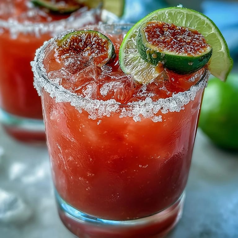 Best Guava Margarita over ice with a Tajín rim and lime garnish, ready to sip next to fresh guava puree and tequila.