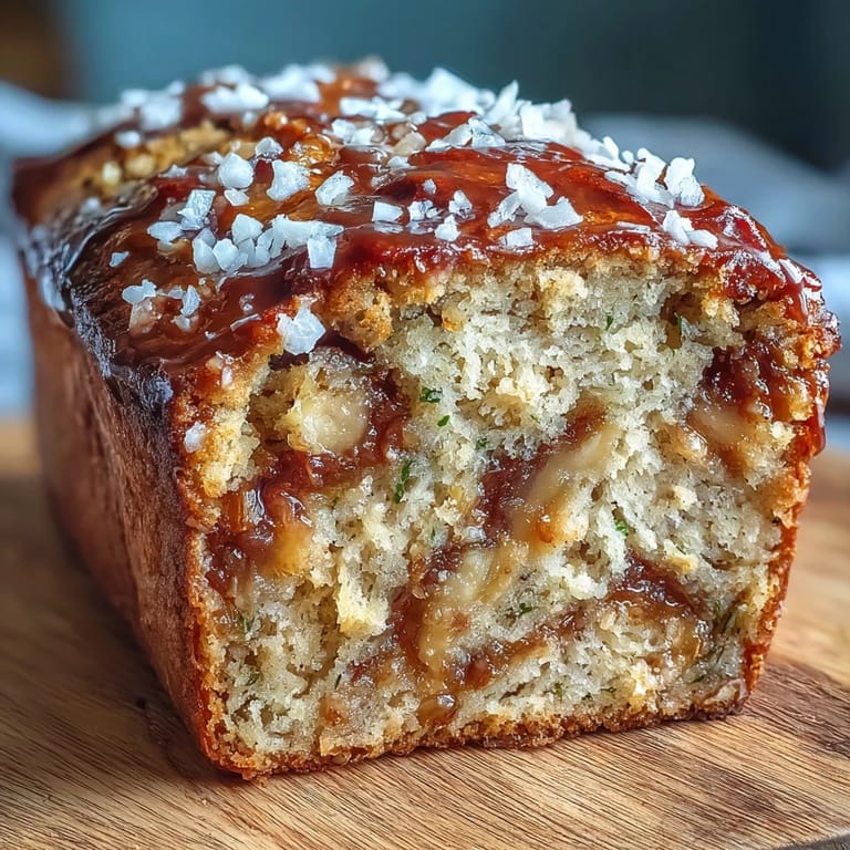 A golden-brown Vegan Cardamom Guava Banana Bread loaf is glazed with lime icing and placed beside sliced bananas and fresh guava fruit.
