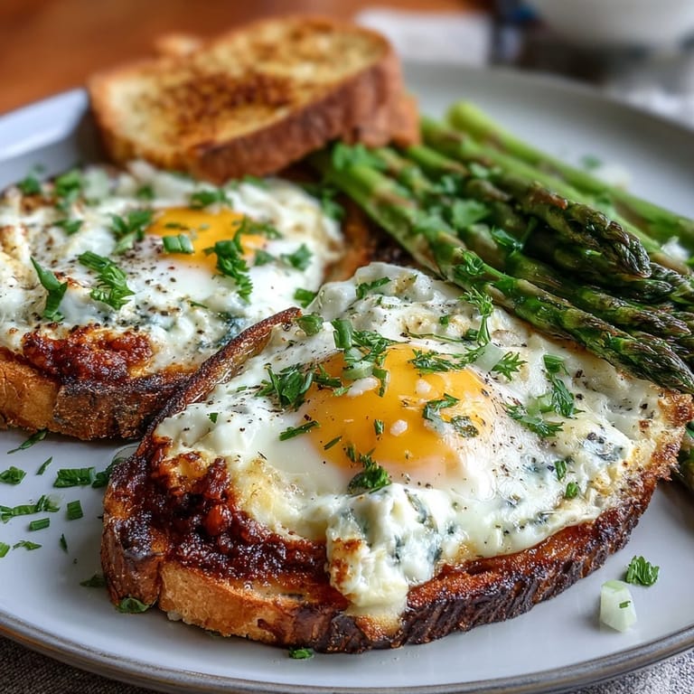 Golden tartines topped with softly scrambled eggs, blanched asparagus, and a sprinkle of lemon zest for a bright spring bite.