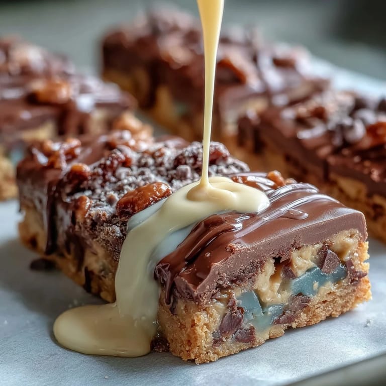 Soft and chewy cookie bars studded with M&Ms, topped with a glossy white chocolate drizzle—perfect for celebrating achievements.  