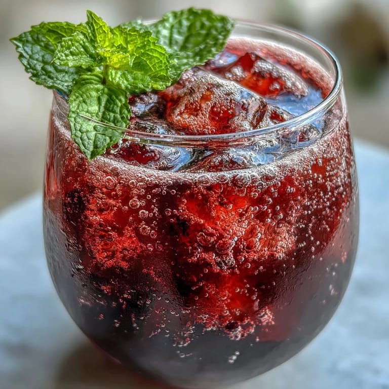 Refreshing hibiscus mint lemonade mocktail served over ice with lemon wedges and mint garnish, perfect for summer gatherings.