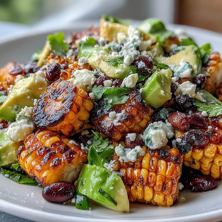 Fresh summer salad featuring grilled corn, black beans, crisp lettuce, and tangy lime-cumin dressing.