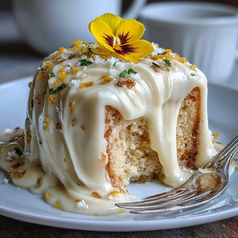 Bright lemon sunshine cake with silky cream cheese frosting and edible floral decoration for baby showers.